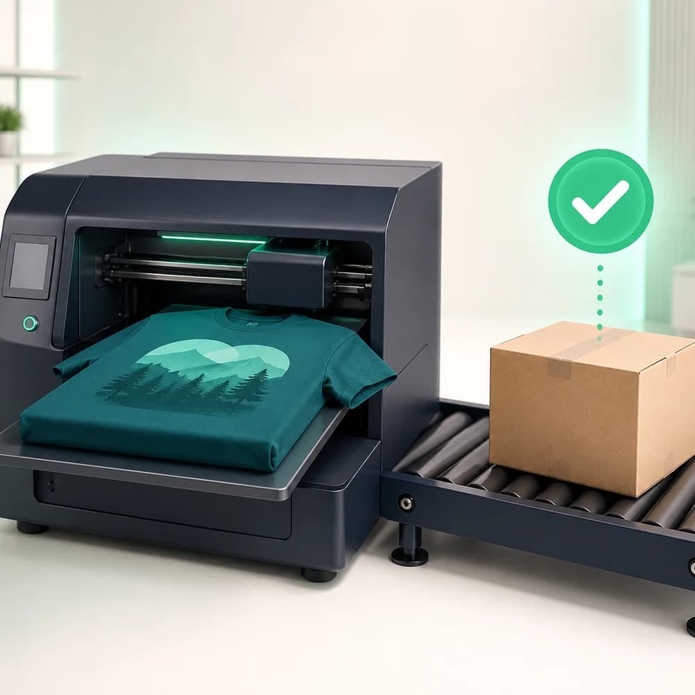 Producción de una camiseta y preparación de su caja de envío