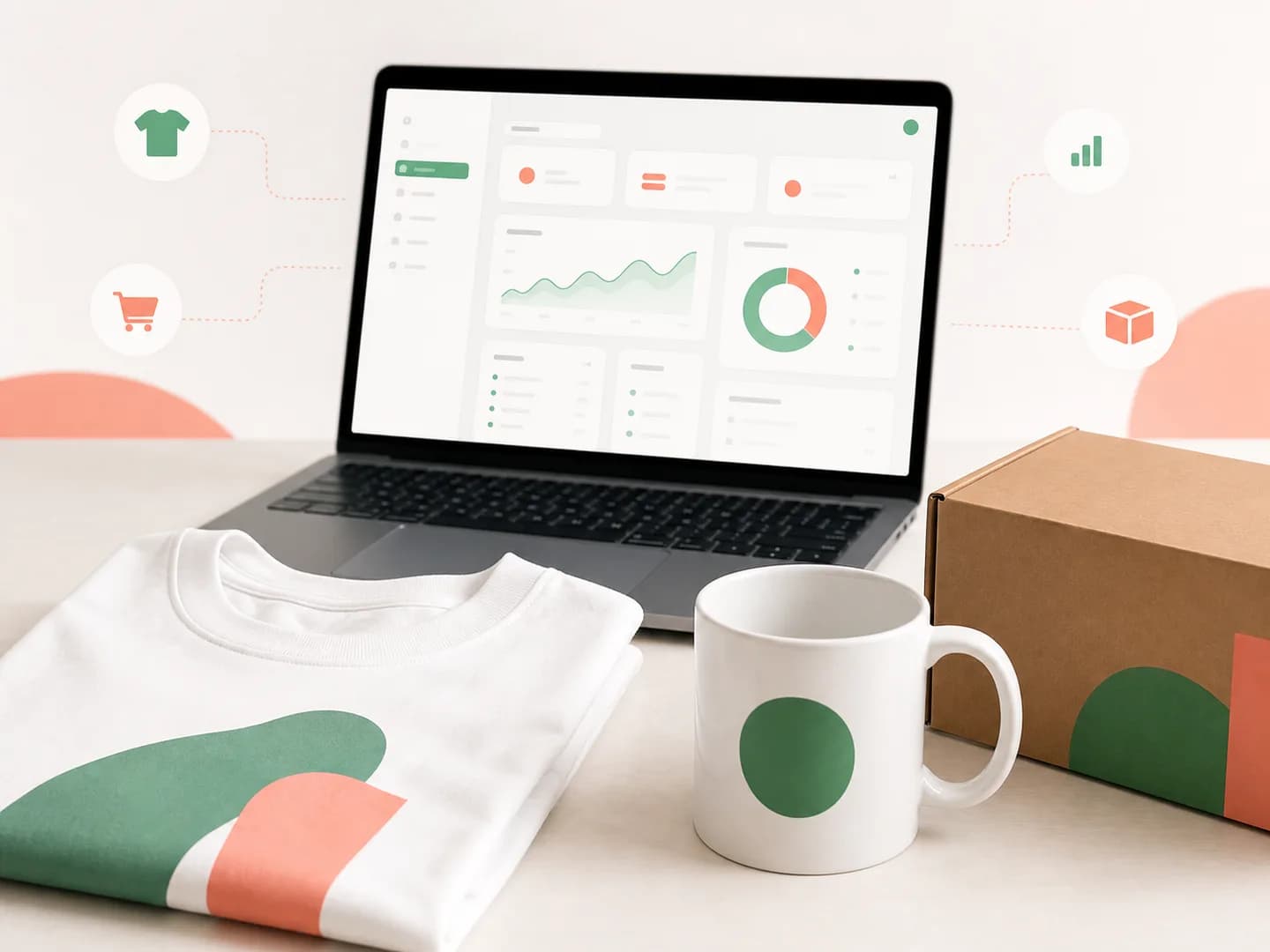 Panel de comercio conectado con productos personalizados