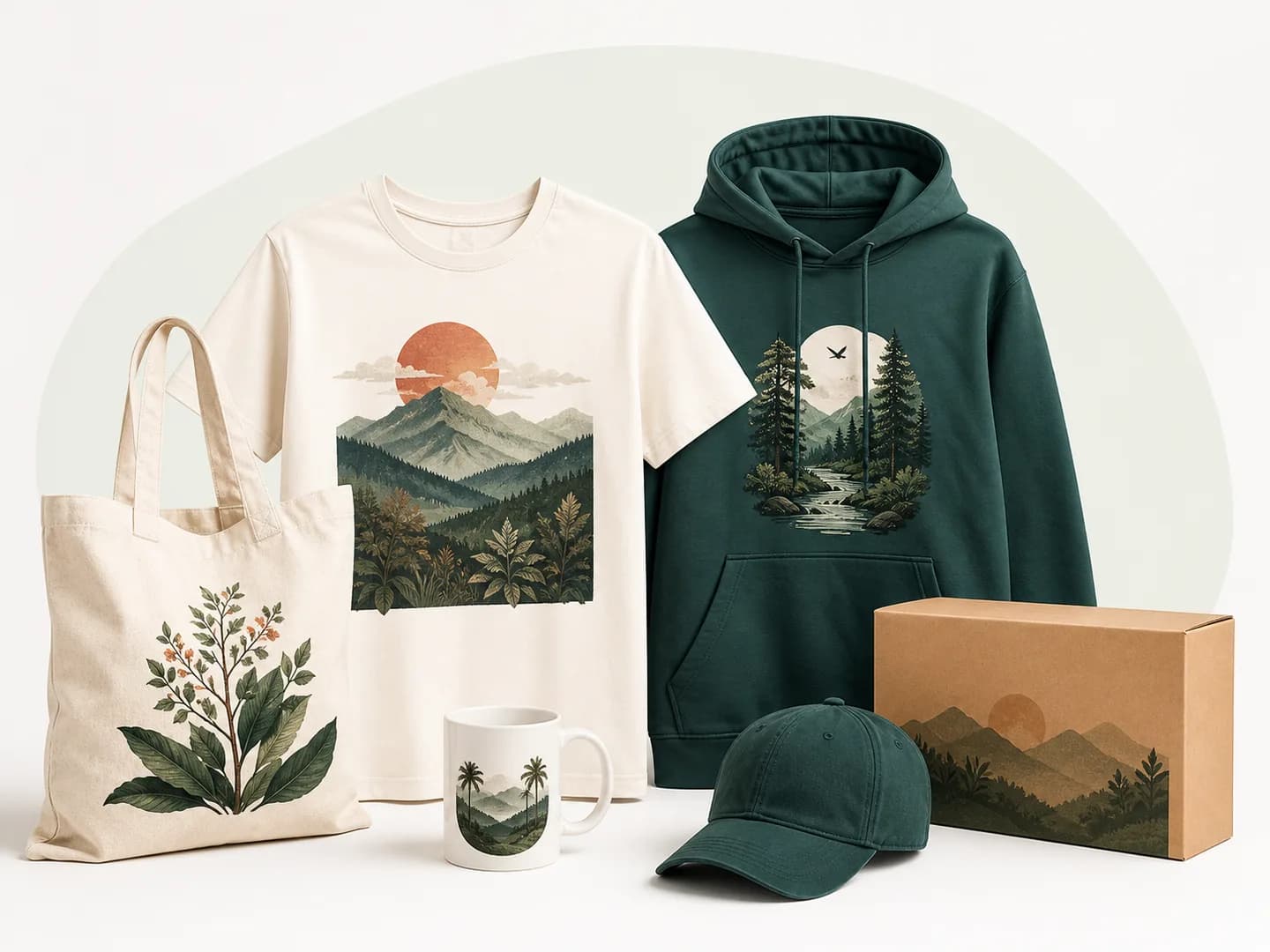 Camiseta, hoodie, tote bag, gorra y mug personalizados mediante producción bajo demanda