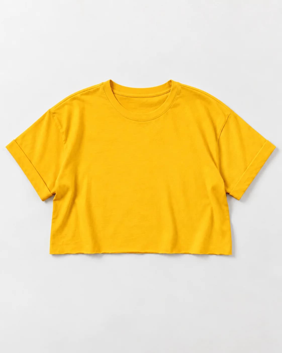 Camiseta Crop Oversize Rústica Mujer, color Mostaza