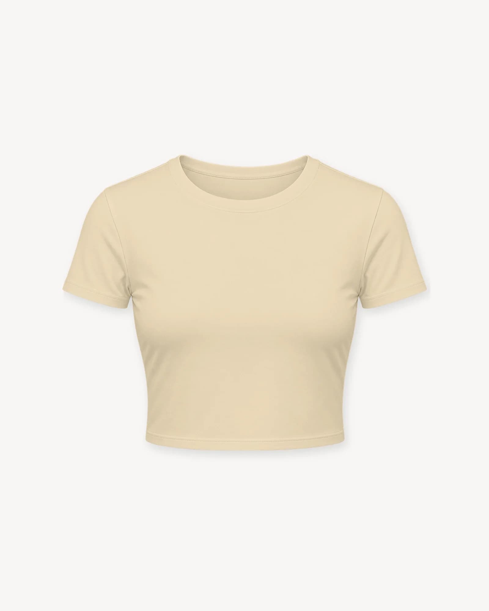 Camiseta Crop Essential Mujer Lycra, color Beige