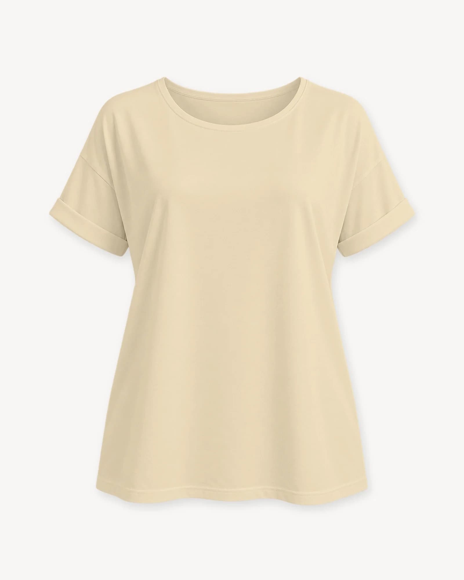Blusón Relax Mujer Manga Doblada, color Beige
